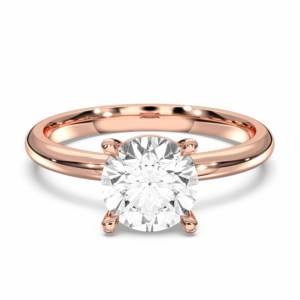 Anillo de Compromiso Solitario de Lujo con Diamante Cultivado en Laboratorio de 2.00 Ct, Corte Brillante, Engaste de 4 Puntas, Oro Sólido, Plata de Ley, Chapado en Oro - Product Image 5