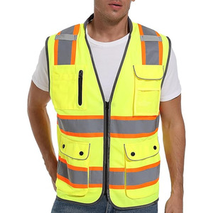Gilet de travail haute visibilité orange unisexe Gilet de sécurité réfléchissant avec logo personnalisé Vêtements de travail en polyester Offre Spéciale l'assainissement - Product Image 1