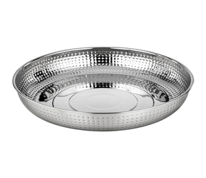 Engraved Silver Stainless Steel Round Food Serving Platter Dish With Lid Decorative Food Serving For Wedding Party Dining Decor - Product Image 4