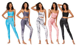 Offre Spéciale femmes Gym Fitness costume 2 pièces ensemble Logo personnalisé Yoga impression Fitness vêtements de sport taille élastique haut bas - Product Image 5