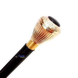 Brass Polish Handle With Black Stone Foldable Black Wooden <b>Walking</b> <b>Stick</b> <b>For</b> Old <b>Men</b> & Women Outdoor & Indoor Activities - Product Image 2