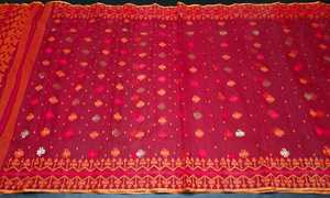 Deshi Dhakai exclusif rouge Jamdani Sharee pas cher prix pour les femmes JAMDANI tissu bleu vert doré bleu ciel du Bangladesh - Product Image 6