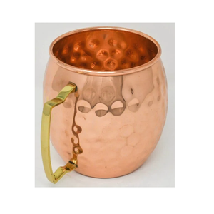Haute qualité meilleure tasse en cuivre Hammer Point Moscow Mule avec poignée dorée 14oz Moscow Mule Tasses fournisseur de l'Inde - Product Image 3