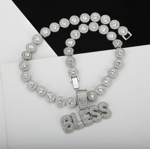 Pendentif en or massif blanc 14 carats avec diamant pour homme Style Hip Hop personnalisé VVS Moissanite Pendentif glacé Bless Plaqué or pour les fêtes - Product Image 2