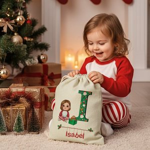 Personalized Cute Cartoon Character <b>Christmas</b> Drawstring Gift Bag Initial Name Customization for <b>Kids</b> Family <b>Christmas</b> <b>Present</b> - Product Image 1