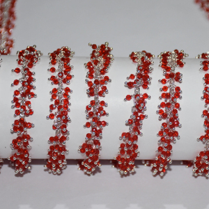 Chaîne de chapelet de perles Hydro de quartz rouge enveloppée de fil plaqué argent de qualité supérieure, chaîne de perles de chapelet épais pour la recherche de bijoux - Product Image 3