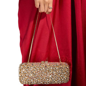 Chaque instant est inoubliable, pierres entièrement taillées en cristal, cadre doré, chaîne en fer doré, pochettes pour femmes - Product Image 1