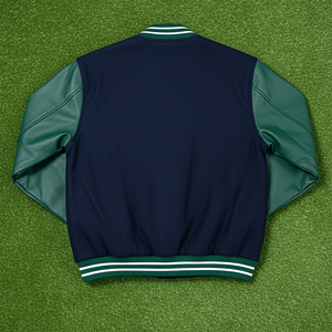 OEM Chenille Broderie Logo Manches en cuir véritable Veste universitaire lourde Streetwear Intérieur Veste matelassée pour homme - Product Image 5