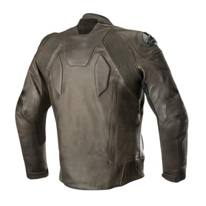 Veste de moto en cuir marron de qualité supérieure pour homme avec armure intégrée, panneaux respirants, design ergonomique, vestes ultimes - Product Image 2