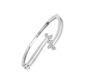 IGI Certified Lab Grown Round / Marquise & Pear Diamond Butterfly Designer Bangle <b>Bracelet</b> in <b>Solid</b> 925 Sterling <b>Silver</b> - Product Image 3