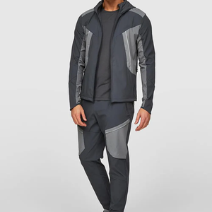 Conjunto Deportivo de Dos Piezas con Capucha, Chaqueta y Pantalones de Chándal con Cremallera, Transpirable, con Logotipo Personalizado, de Poliéster/Algodón - Product Image 1