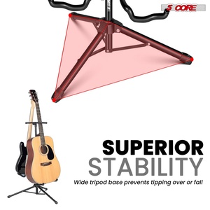 5 Core <b>Guitar</b> Stand Adjustable Double <b>Guitars</b> Stands Floor w Neck Holder for Acoustic Electric Bass - Product Image 5