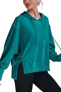 Sudadera deportiva personalizada de talla grande, sudaderas con capucha de poliéster en cómodas y elegantes colores variados, capucha bordada lavada para temporada de otoño - Product Image 2