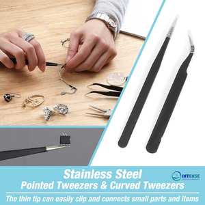 Kit de Alicates para Joyería de Acero Inoxidable, Alicates de Punta Redonda, Alicates de Corte de Alambre, Pinzas Curvas y Puntiagudas, Estuche Incluido - Product Image 3