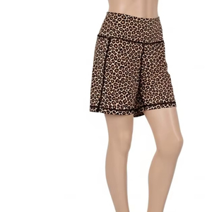 Shorts de Yoga de Secado Rápido con Estampado de Leopardo, Poliéster y Elastano, Ajuste Elástico, Ropa Deportiva para Mujer, Gimnasio, Correr, Ropa Deportiva Activa - Product Image 5
