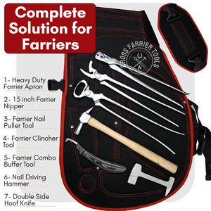 Vente chaude Farrier Equipment Tablier en cuir avec outils Nipper 15 pouces Clincher Pince Nail Buffer Conduite Marteau Coupe Couteau - Product Image 2