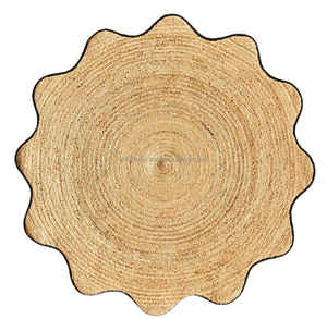 Alfombras rectangulares trenzadas de ratán y yute de cáñamo 100% con diseño Redondo, alfombrillas de yute indio para sala de estar y espacio para puertas - Product Image 2