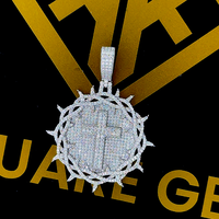 Pendentif Croix Médaillon en Moissanite pour Enfants et Hommes, en Argent Sterling 925, Bijoux Hip Hop Personnalisés pour Rappeurs, Qualité VVS, Teste le Test du Diamant