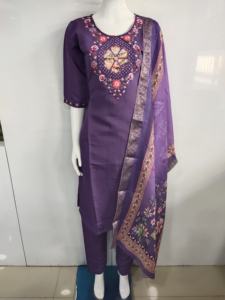 Ropa étnica moderna de lujo a la moda, pantalón Kurti de seda Maslin pesado y Dupatta con mano pesada e hilo de trabajo, moda de mujer - Product Image 6