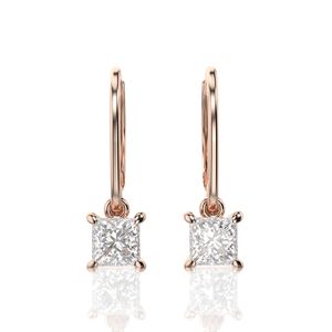 2.00ct Princess Cut Diamond Dangle <b>Huggie</b> Hoop <b>Earrings</b> For Women - Product Image 4
