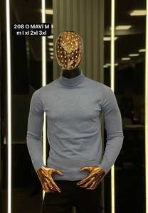 Jersey informal de invierno para hombre, suéter de manga larga cálido calor 100% algodón estampado Jacquard patrón Logo raya letra - Product Image 3