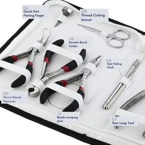 Wholesale Hair Extension Tools <b>Kit</b> Tape in Weft Pressing Plier Micro <b>Bead</b> Crimping and Tape in Remover Plier Stainless Steel - Product Image 4