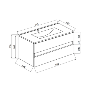 80cm High Gloss White <b>Wall</b>-Hung Bathroom Cabinet with 2 Drawers <b>Mirror</b> Baltimora Lamp Bathroom <b>Sets</b> - Product Image 6
