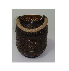 Farol de Metal Marroquí Rústico con Asa de Cuerda, Decorativo, Perforado, para Colgar en el Jardín, Decoración Interior y Exterior del Hogar - Product Image 1