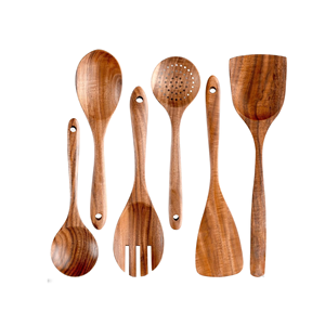 Cuillère et spatule en bois faites à la main de style vintage Ensemble d'ustensiles de cuisine en bois artisanal Outils de cuisine en bois vintage durables - Product Image 2