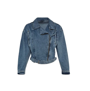 Vestes en jean décontractées élégantes pour femmes sur mesure coupe vintage ample avec décoration de bouton pour veste en jean d'automne - Product Image 1