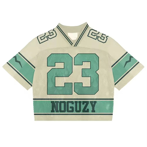 Dizzah เสื้อครอปไซส์ใหญ่พิเศษสำหรับผู้ชายเสื้อกีฬาอเมริกัน Boxy ผ้าตาข่ายฟุตบอล - Product Image 5