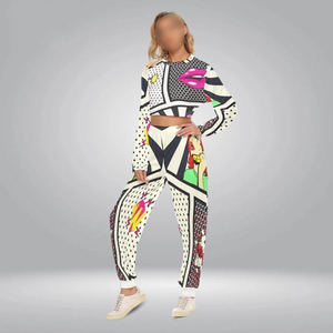 เซ็ตเสื้อครอปและกางเกงวอร์มสำหรับผู้หญิงชุดวิ่งแบบสองชิ้นใส่สบายสำหรับใส่ทุกวันท่องเที่ยวและออกกำลังกาย - Product Image 3