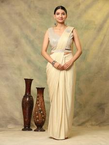 El último Sari listo para usar bordado de seda Chinon de diseñador por Fab Zone - Product Image 4