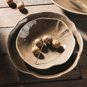 Platos Retro Maillard para Hotel y Restaurante YAYU OEM, Platos para <span class=keywords><strong>Sopa</strong></span>, Platos Hondos para Pasta Color Caqui Mate, Platos para Ensalada, Plato para Postre Japonés - Product Image 1