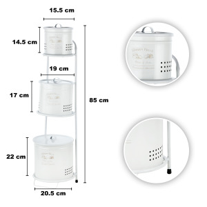 Récipient de stockage des aliments en métal à 3 niveaux Finition laquée Cuisine Pommes de terre Oignon Ail Boîte de stockage pour organiser la conservation - Product Image 1