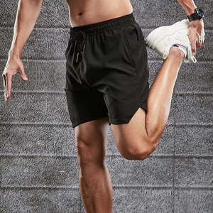 Men's Casual Sports Gym Lightweight 100% Polyester Cotton Solid Front Custom Oversized Jogger Shorts Quick Dry Breathable <b>Tassel</b> - Product Image 6