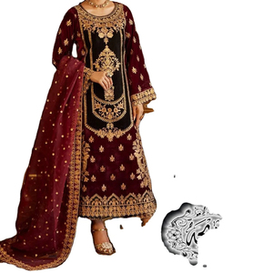 <b>High</b> Quality Women's Eco-friendly Rayon Embroidery Dress Traditional Design Lawn Shalwar Kameez Suit for Wedding Parties - Product Image 1