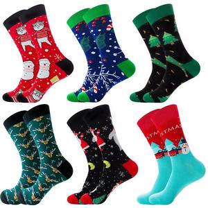 Cotton Christmas <b>socks</b> | Cozy festive warm colorful printed design crew holiday <b>winter</b> wear for parties and family - Product Image 5