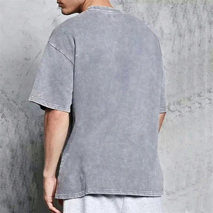 2025 nuevo estilo personalizado lavado ácido camisetas Vintage algodón hombres camiseta desgastada rasgada lavado negro camisetas para hombre - Product Image 5