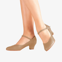 Chaussures de danse de caractère haut de gamme pour femmes en cuir véritable avec talon bas/cubain et semelle antidérapante pour scène, ballet et danse de salon