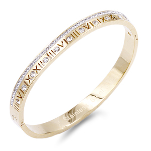 Bracciale in acciaio inox placcato oro con numeri romani accessorio unico moda - Product Image 3