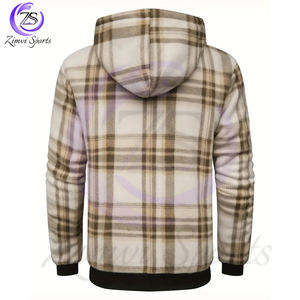 Full-Zip 2025 Bon Fournisseur Hommes Vêtements D'hiver Coupe-Vent Sherpa Doublure Épais Manteau D'hiver Avec Motif À Carreaux Sherpa Polaire Vestes - Product Image 2