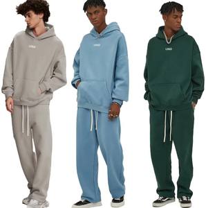 Conjunto de Sudadera con Capucha y Pantalones Deportivos Color Block para Hombre, Ropa Deportiva Holgada, Pantalones Anchos de Felpa Gruesa - Product Image 1