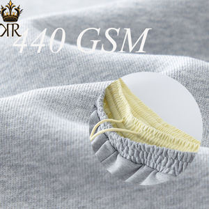 กางเกงสเวตเตอร์ถักแบบว่างเปล่าสำหรับทุกเพศของผู้ชายกางเกงเอวสองชั้นทรงโอเวอร์ไซส์ใส่สบายๆดีไซน์ใหม่440Gsm - Product Image 2