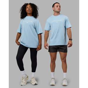 Camiseta Oversize de Algodón FLX - Azul Glaciar para Impresión Serigráfica en Blanco Hueso 220gsm - Product Image 1