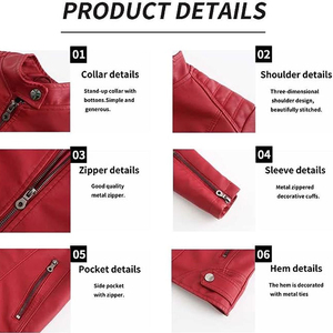 Nouvelles dames veste en cuir pour femmes à manches longues élégant mode vêtements d'extérieur coupe-vent écologique hiver vêtements quotidiens personnalisable - Product Image 6