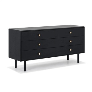 Commode scandinave noire à 6 tiroirs en bois de chêne massif et placage de chêne Commode de chambre à coucher Commode nordique pour meubles sur mesure - Product Image 3