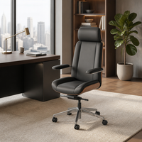 Chaise de bureau ergonomique en cuir véritable, siège pivotant moderne, réglage de la hauteur, chaise de direction confortable