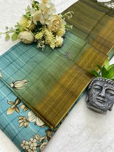 Belle soie douce Tusser avec fabricant et fournisseur de Saree d'impression numérique de Surat au prix de gros - Product Image 3