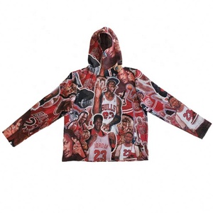 Sweat à capuche zippé complet Surdimensionné Basketball Celebrity Tapestry Woven Pullover Hoodie - Product Image 6